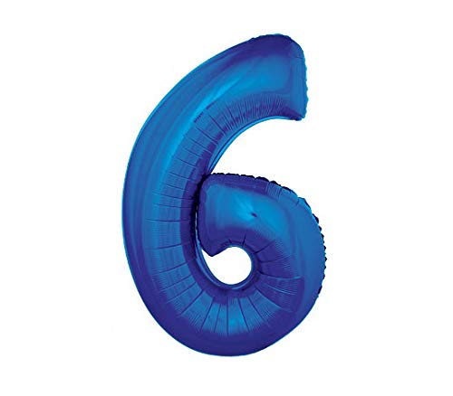 Lot de 12 - Ballon Chiffre '6' en Aluminium Bleu 1m