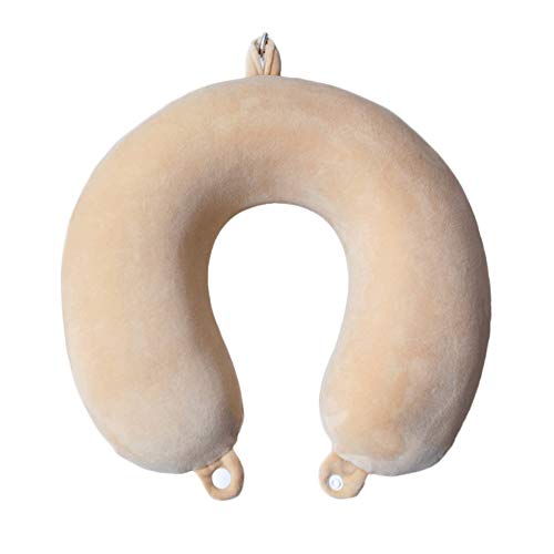 LYX Almohada De Viaje Diseño En Forma De U Memoria Espuma Soporte Vértebra Cervical Suave Mentón Cómodo Y Ajustable Adecuado para Viajar En Tren Y Avión (Color : Beige)
