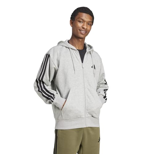 Image of adidas Mens Essentials 3-Stripes Fleece Hoodie Casual Outerwear Casual - Green