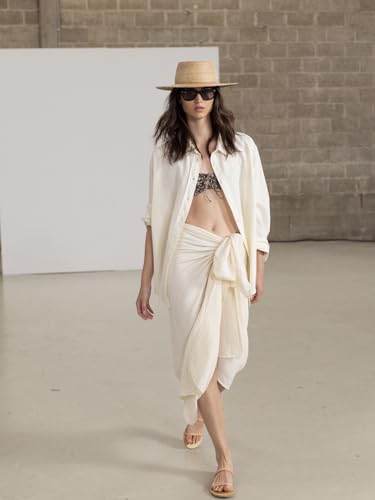 Gottex Beach Life Resort Natural 100% Cotton Sarong Wrap Swimsuit Coverup for Women, One Size Pareo Fits Most - Stylish and Versatile Beachwear Essential2