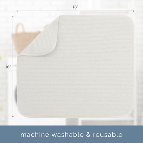 Image of S&T INC. Dish Drying Mat, 16 inch x 18 inch, Absorbent Microfiber Kitchen Counter Mat, Dish Drying Pad for Dishes, Utensils, Pots and Pans, Large, Cream