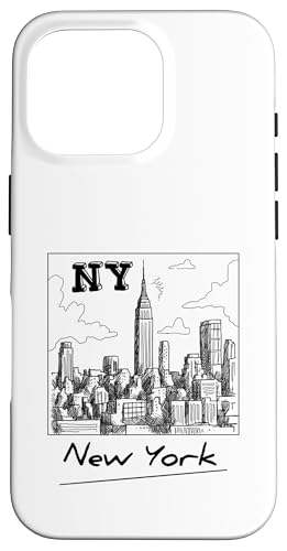 New York City Skyline - New York City Sketch Drawing Graphic X}zP[X iPhone 16 Pro p