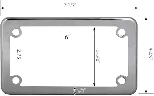 Image of Motorcycle License Plate Frame Slim Polished 304 Stainless Steel Metal Tag Holder Fits Standard 7 x 4 Plates for Harley Cruiser Touring Sport Bikes