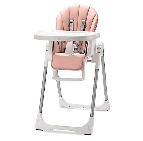 KÜB 3-in-1 Foldable Baby High Chair (Pink) | Multifunctional Infant HighChair for Babies & Toddlers | Removable Seat & Tray for Easy Clean | 7 Height & 4 Recline Adjustable | 2 Locking Wheels | Safe