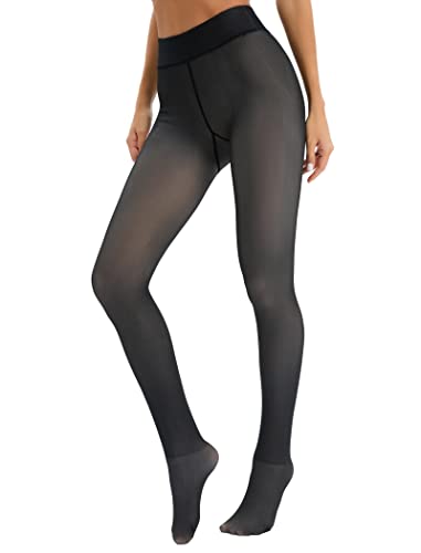 Famulily Damen strumpfhosen Plüschstrümpfe Perfekte Schlankheitsbeine Gefälschte durchscheinende Thermovliesstrumpfhose in Übergröße Schwarz 220g Cover