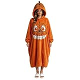 Halloween KostüM Damen Halloween-KostüM Women Gruselig Costume Frauen,Pumpkin Kapuzen-Couch-Decke Hoodie Schlafanzug Sweatshirt für Gemütliche Abende (Orange, One Size)