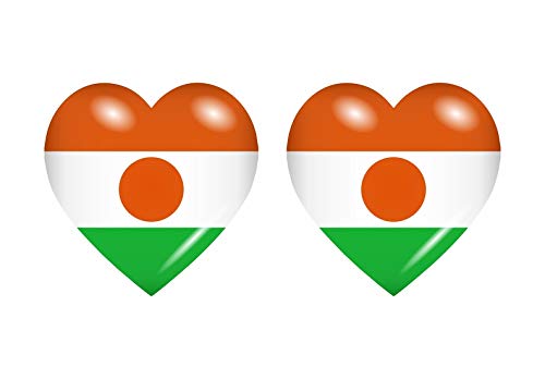 Akachafactory 2X Autocollant Sticker Drapeau Coeur RN Niger