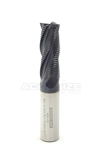 Image of Accusize Industrial Tools 5 /8'' Fine Tooth M42 8% Cobalt Tialn Roughing End Mill, 5 /8'' Shk Dia, 1-5 /8'' Flute Length, 3-3 /4'' Oal, 4 Flute, 1104-0058 | Fine Tooth, M42 8% Cobalt, TiAlN Coated, 3-3 /4 inch OAL, Single End, Center Cutting, 1104-0058