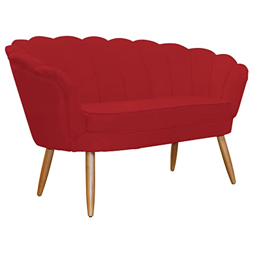 Namoradeira Estofada Decorativa Para Recepção Pétala Suede Vermelho - LM DECOR