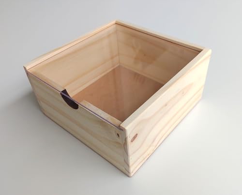 Caixa Estojo em Pinus com Tampa Transparente 15x15x10