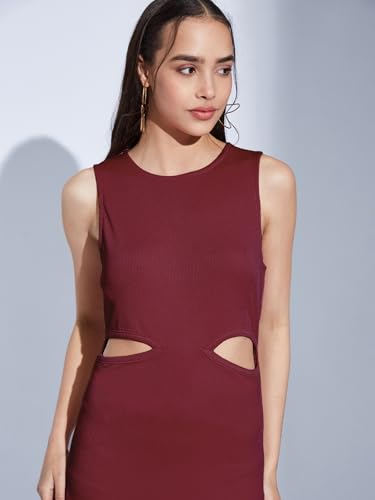 Image of Selvia Ribbed Lycra Plain One Piece Bodycon