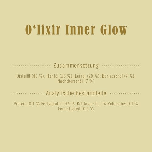 Terra Canis O'LIXIR Öle - Inner-Glow mit Distel-, & Nachtkerzenöl, 100ml | für glänzendes Fell | zur Unterstützung einer gesunden Hautbarriere | Premium Hunde-Nahrungsergänzung I Liebevoll hergestellt