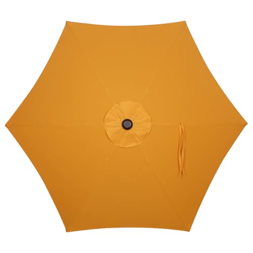 Image of Blissun 7.5 ft Patio Umbrella, Yard Umbrella, Outdoor Market Umbrella with Push Button Tilt Crank, Golden Yellow