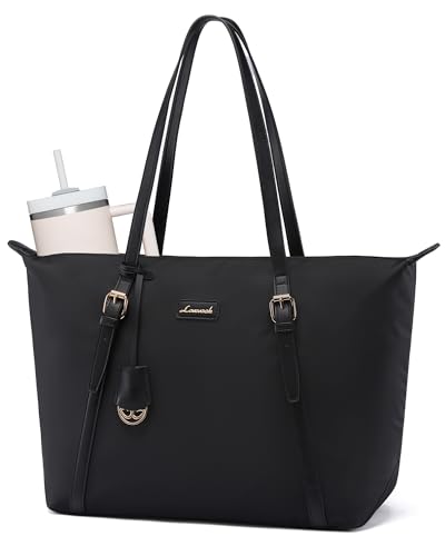 LOVEVOOK Handtasche Damen Groß, Leicht Shopper Tasche Laptoptasche 15,6 Zoll Arbeitstasche Tote Bag, Wasserdichte Lehrertasche Handbags Women Bags für Uni Business Uni Reisen, Schwarz