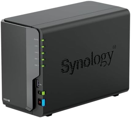 Synology Ds224+ DS224+ Serwer, Czarny, 23,2 x 16,5 x 10,8 cm; 8,5 kg