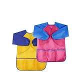 Ensemble de 2 Tabliers de Peinture Enfants avec Manches Longues et Fermeture - Imperméable...