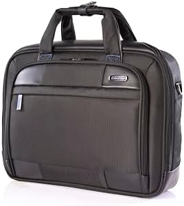 American Tourister Merit Laptop Briefcase M, 100% Polyester, Black|Removable Laptop Sleeve|15.6" Laptop Compartment|Water Resistant Material|Smart Sleeve - 1 Year International Warranty