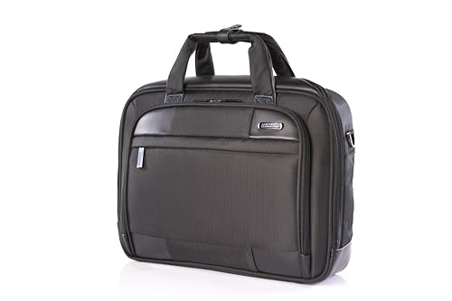 American Tourister Merit Laptop Briefcase M, 100% Polyester, Black|Removable Laptop Sleeve|15.6" Laptop Compartment|Water Resistant Material|Smart Sleeve - 1 Year International Warranty