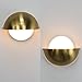 YUBOLE Mid Century Wall Sconce Modern Gold Bathroom Vanity Light Over Mirror with Adjustable Metal Shade and Milky Glass Globe G9 Based Indoor Wall Lamp Wall Mounted Sconce
