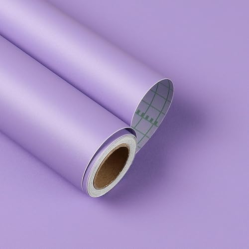 YENHOME Solid Color Purple Wallpaper Contact Paper for Cabinets Back to School 17.7"X80" Removable Purple Peel and Stick Wallpaper for Bedroom Bathroom Self Adhesive Wall Paper Peel and Stick Modern