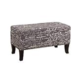 Linon Stephanie Script Linen Ottoman, 32'W x 16'D x 18'H, Gray/Black