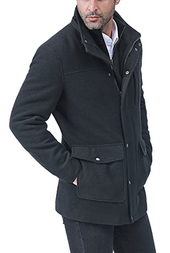 BGSD Men Kenneth Wool Blend Single Breasted Walking Car Coat with Removable Bib (Also available in Big and Tall)4