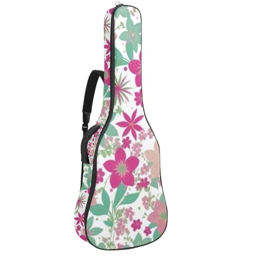 NUEAHEDN Acoustic 40/41/42 Inch Aesthetic Art Flower Large Capacity Guitar Gig Bag 0.4Inch Extra Thick Sponge Overly Padded, with Two Storage Pockets, Waterproof Guitar Case