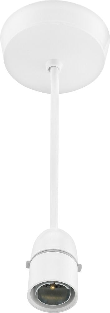 BG Electrical Light Pendant Set, Ceiling Light Rose, Cord and Bulb Holder Kit for B22 Bayonet Bulb, Heat Resistant, White, 6" Flex, 3" Base, 666-01