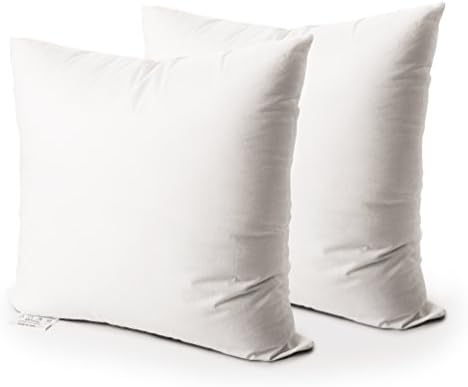 EDOW Throw Pillow Insert, Set of 2 Down Alternative Polyester Square Form Decorative Pillow, Cushion,Sham Stuffer. (White, 18x18)