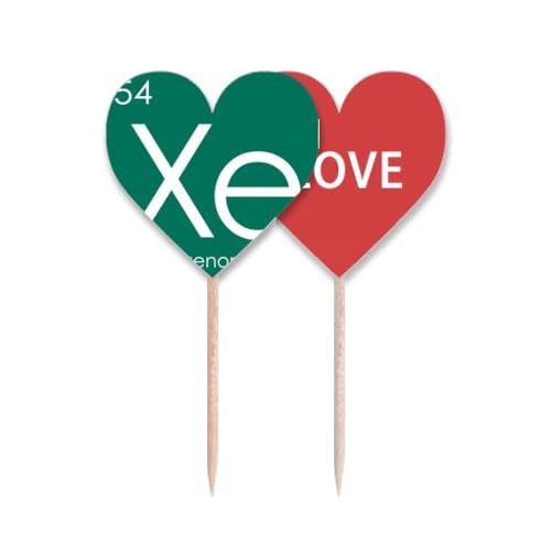 Chestry Elements - Palillo de dientes con bandera de xenón Xe con diseño de corazón
