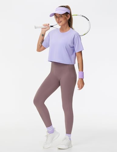 Image of THE GYM PEOPLE Thick High Waist Yoga Pants with Pockets, Tummy Control Workout Running Yoga Leggings for Women
