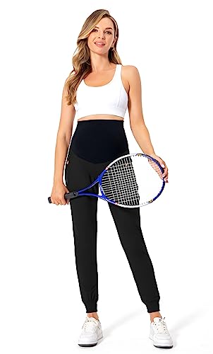 V Vocni 20220609-004 Maternity Jogger Pants Women'S Quick Dry Lounge Joggers Pockets Cargo Sweatpants Casual Workout Clothes Black X-Large thumb #7