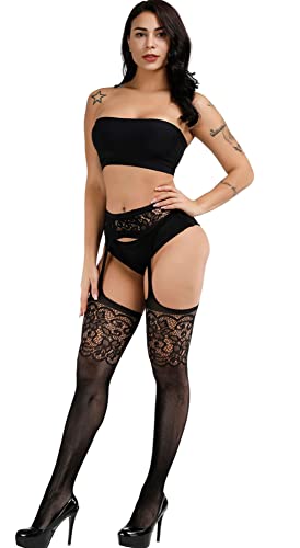 Image of Womens Suspender Pantyhose High Waist Fishnet Tights Fishnet Stockings Thigh High Stockings