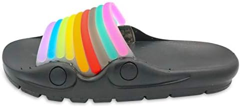 Coddies Rainbow Slides | Flip Flops, Sandals, Slippers, Pool, Beach & Shower Shoes for Men, Women & Kids (8 US Women (39 EU), Black) | Image 1