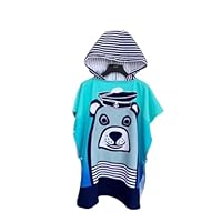 UKKD Beach towel Poncho Kids Hooded Child Bath Poncho Microfiber Animal Unicorn Shark Print Boy Girl Bathrobe