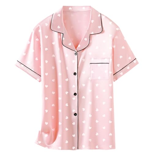 Image of Girls & Womens Satin Pajamas Set, Silk Button-Down Sleepwear 2 Piece Nightwear, 3 Years - Women XXL