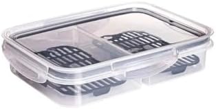 Pote Hermético Porta Frios Com 2 Divisórias Escorredor E Travas T...