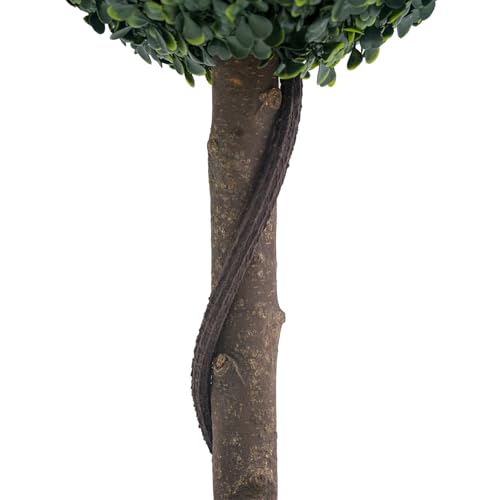 Artificial Topiary Ball Trees 24 Inch, Fake Greenery Milan Grass Ball Tree for Front Porch, Indoor Walkway, Entryway, Set of 2