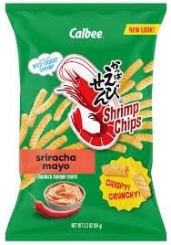 Calbee Sriracha Mayo Flavored Shrimp Chips, Made with Wild-Caught Shrimp, 3.3 OZ 94 g