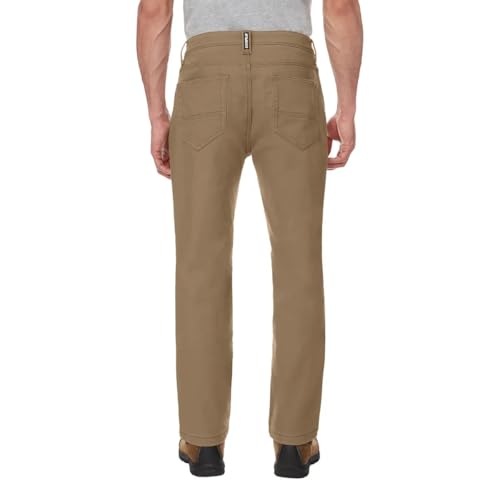 CAT Caterpillar Men's Fleece Lined Canvas Work Pants, Straight Leg, Stretch Fabric (Tan, 40x32)2