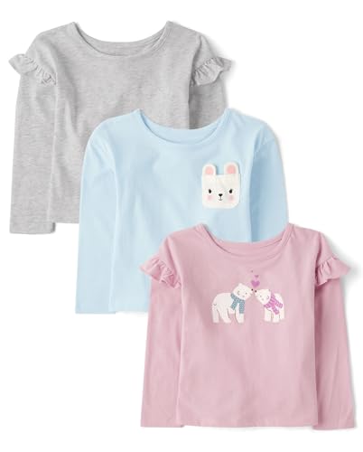 The Childrens Place Baby Girls and Toddler Assorted Long Sleeve Knit Shirt Polar Bear 3 Years