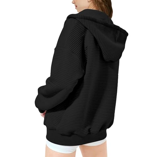 Girls' fashion 2025 Oversized Fall Full Zip Hoodie Casual Loose Long Sleeve Sweatshirts Cute Jackets with Pockets3
