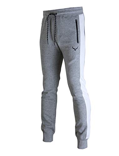 Image of Screenshot SPORTS-A4053 Mens Premium Slim French Terry Spandex Fleece Pants - Athletic Jogger Fitness Workout Gym Zipper Pockets