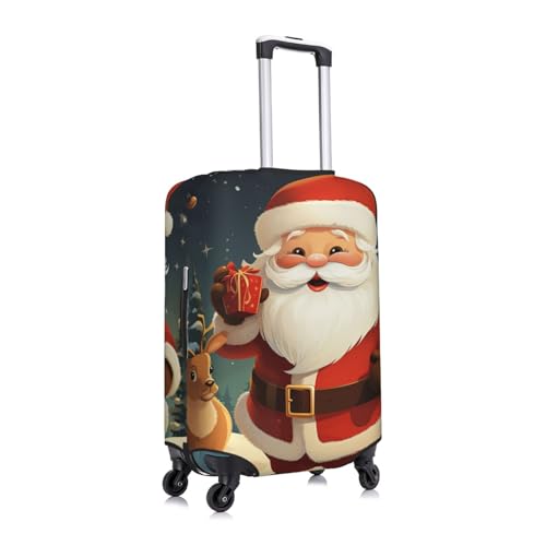 Christmas Santa Claus Luggage Cover for Suitcase Tsa Approved, Spandex Stretch Suitcase Protector Washable Baggage Covers Travel Luggage Sleeve Large Suit Case Cover Fit 18-32 Inch3