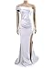 HRESSLBD One Shoulder Sleeveless Party Dress for Women, Women Maxi Long Dress Ruched Split Bodycon, Womens One Shoulder Sexy High Split Long Maxi Dresses (Silver, XL)