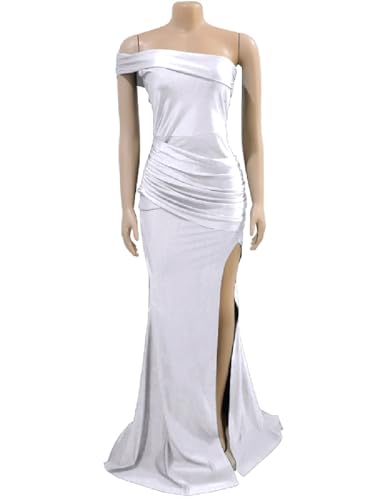 Image of Womens Off Shoulder Sexy V Neck High Split Long Maxi Dress, Formal Cocktail Party Evening Gown Mermaid Dress