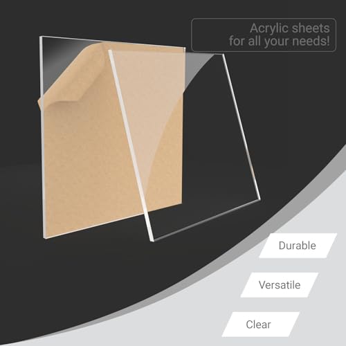 Image of 1 /8 inch Thick (3mm) Clear Acrylic Sheet 5 inch x 5 inch - 6 Pieces | Cast Plexiglass for DIY Crafts, Sign, Photo Frame, Display Projects