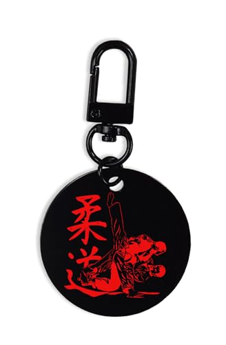 Llavero Kanji de artes marciales de judo, llavero, etiqueta de identificación, llavero de mosquetón