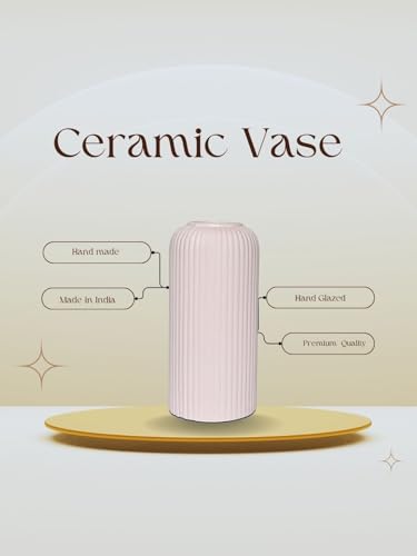Image of KREATIVE ART'S Flower Vase for Living Room | Ceramic Vase for Home Decor | Home Decoration Items for Living Room & Hall | Black Beidge White Ceramic Vase Set of 3