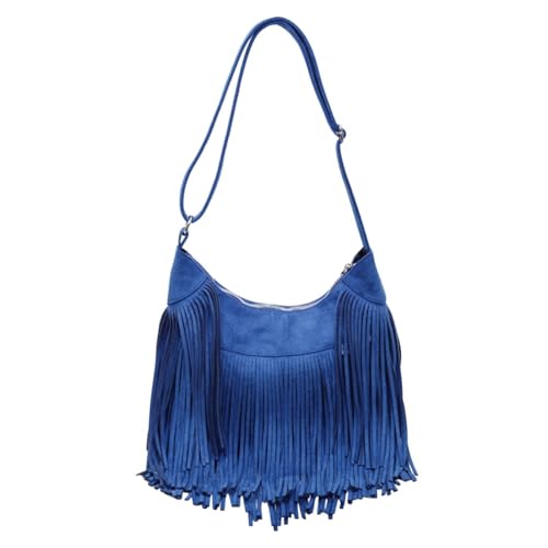 Image of Women Vintage Suede Fringe Hobo Bag Tote Shoulder Bag Crossbody Bag and Hippie Western Cowgirl Purse Shoulder Bag